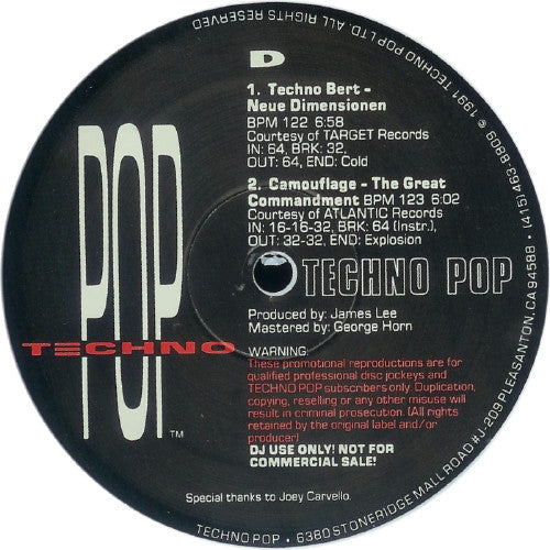 Various : Techno Pop 1-1 (2x12", Comp, Promo, Unofficial, Whi)