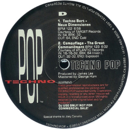 Various : Techno Pop 1-1 (2x12", Comp, Promo, Unofficial, Whi)