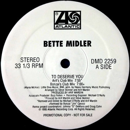 Bette Midler : To Deserve You (12", Promo)