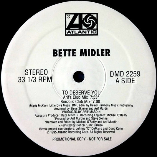Bette Midler : To Deserve You (12", Promo)