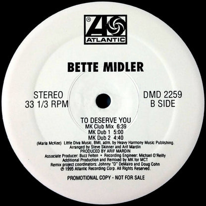 Bette Midler : To Deserve You (12", Promo)