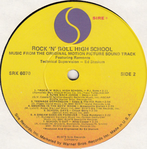 Various : Rock 'N' Roll High School (Music From The Original Motion Picture Soundtrack) (LP, Comp, Jac)