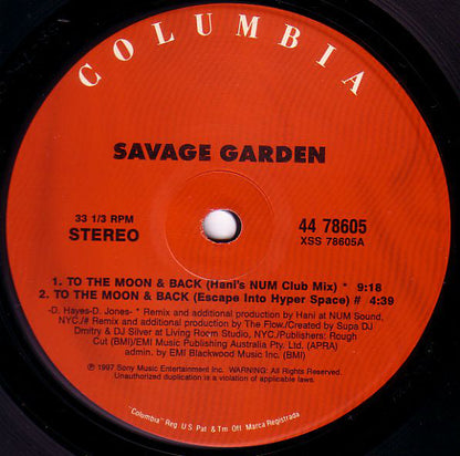 Savage Garden : To The Moon And Back (12")