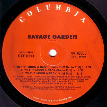 Savage Garden : To The Moon And Back (12")