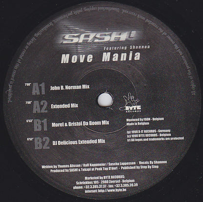 Sash! Featuring Shannon : Move Mania (12")