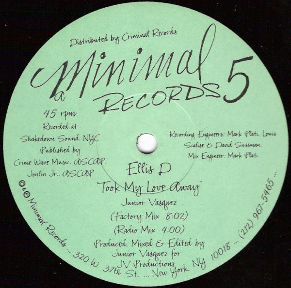 Ellis D* : Took My Love Away (12")