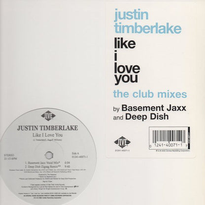 Justin Timberlake : Like I Love You (The Club Mixes) (12", Single)