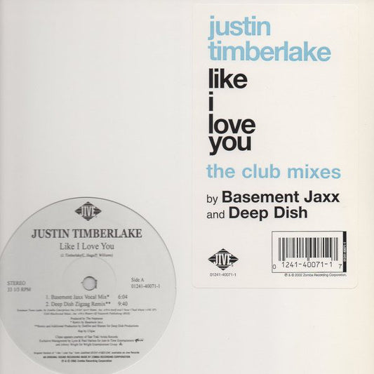 Justin Timberlake : Like I Love You (The Club Mixes) (12", Single)