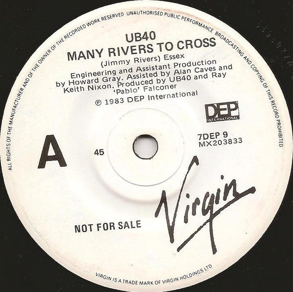 UB40 : Many Rivers To Cross (7", Single, Promo)
