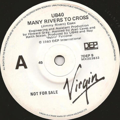 UB40 : Many Rivers To Cross (7", Single, Promo)