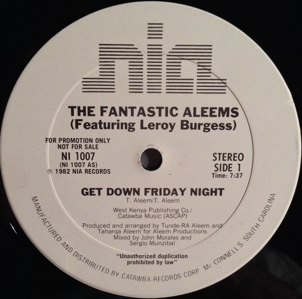 The Fantastic Aleems* : Get Down Friday Night (12", Promo)