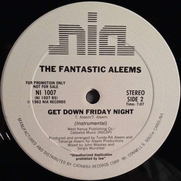 The Fantastic Aleems* : Get Down Friday Night (12", Promo)