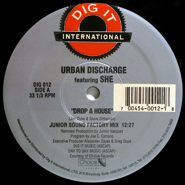 Urban Discharge Featuring She (9) : Drop A House (12")