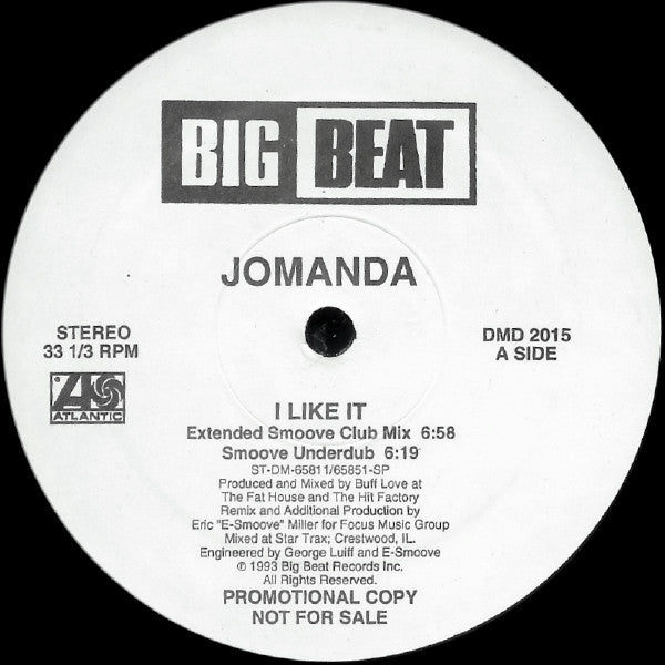 Jomanda : I Like It (E-Smoove House Remixes) (12", Maxi, Promo)