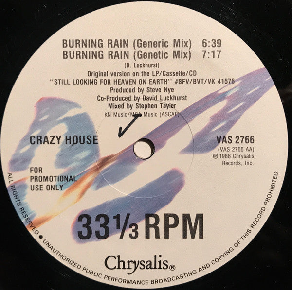 Crazy House : Burning Rain (12", Promo)