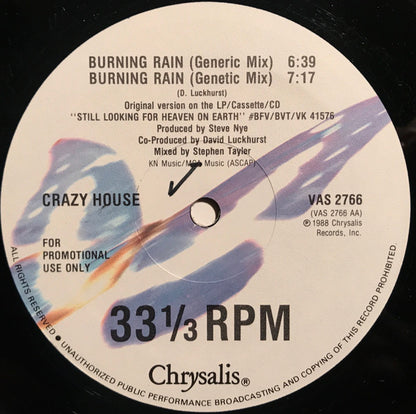 Crazy House : Burning Rain (12", Promo)