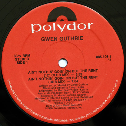 Gwen Guthrie : Ain't Nothin' Goin' On But The Rent (12", Single, 53)