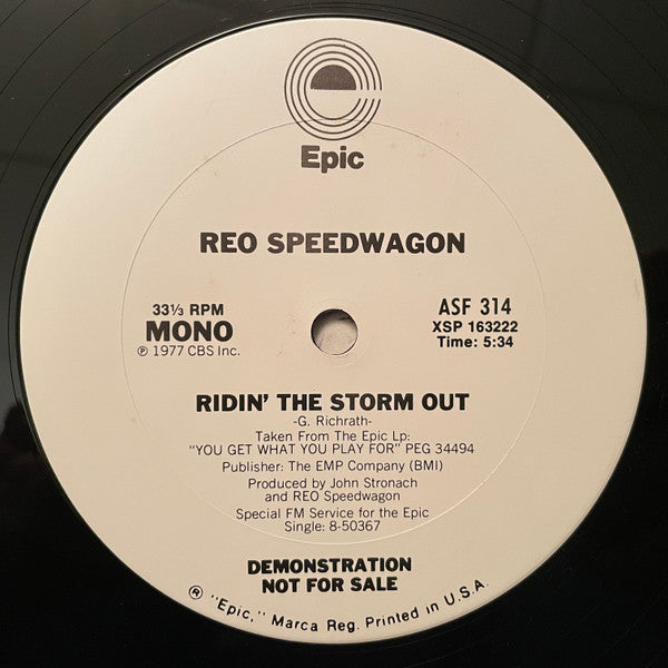 REO Speedwagon : Ridin' The Storm Out (12", Single, Mono, Promo)