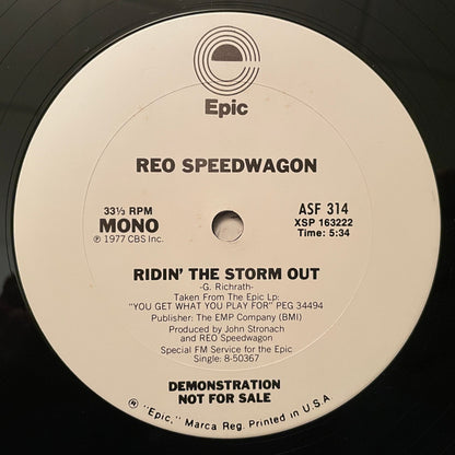 REO Speedwagon : Ridin' The Storm Out (12", Single, Mono, Promo)