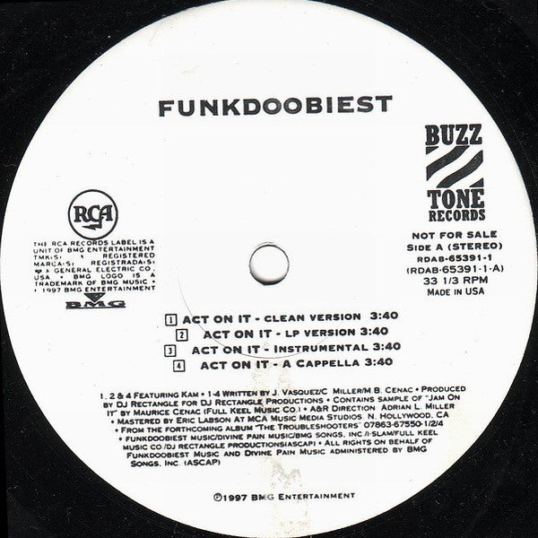 Funkdoobiest : Act On It (12", Single, Promo)