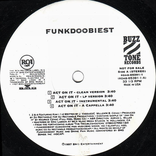 Funkdoobiest : Act On It (12", Single, Promo)