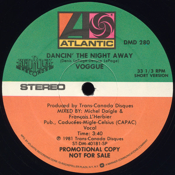 Voggue : Dancin' The Night Away (12", Promo, Spe)