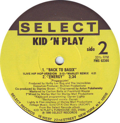 Kid 'N' Play : Back To Basix (12", Single)