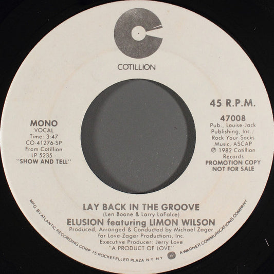 Elusion (2) Featuring Limon Wilson : Lay Back In The Groove (7", Mono, Promo)