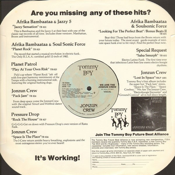 The Jonzun Crew : We Are The Jonzun Crew (12")