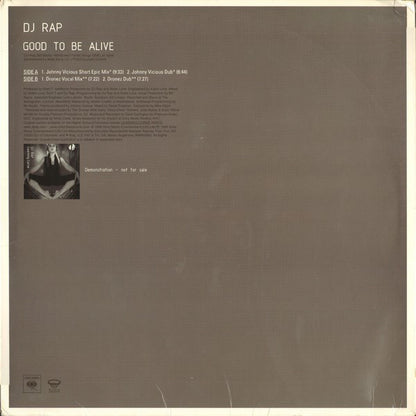 DJ Rap : Good To Be Alive (Mixes By Johnny Vicious & The Dronez) (12", Ltd, Promo)