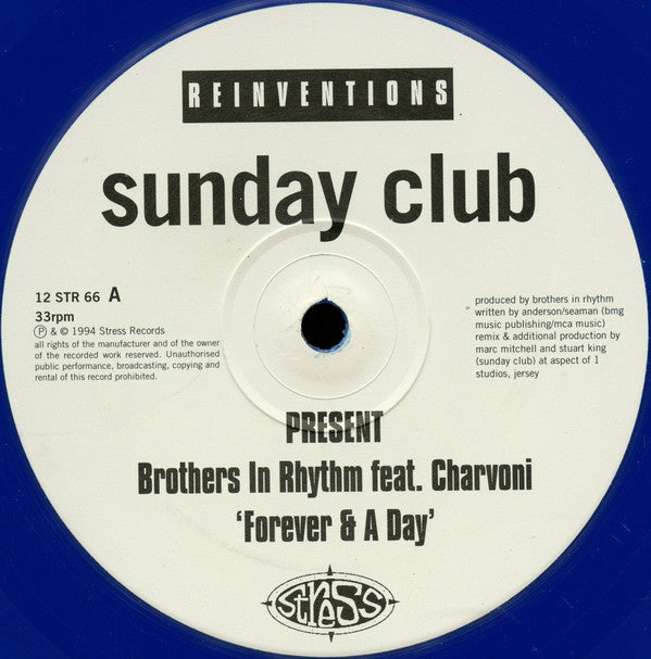 Sunday Club Presents Brothers In Rhythm Featuring Charvoni / Daphne : Reinventions (12", Ltd, Blu)