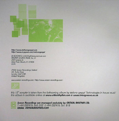 Various : Stefano Greppi  - Technologies In House Music - Vinyl Sampler Three (12", Smplr)