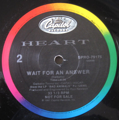 Heart : Wait For An Answer (12", Single, Promo)