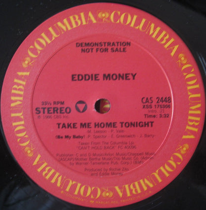 Eddie Money : Take Me Home Tonight (12", Promo)
