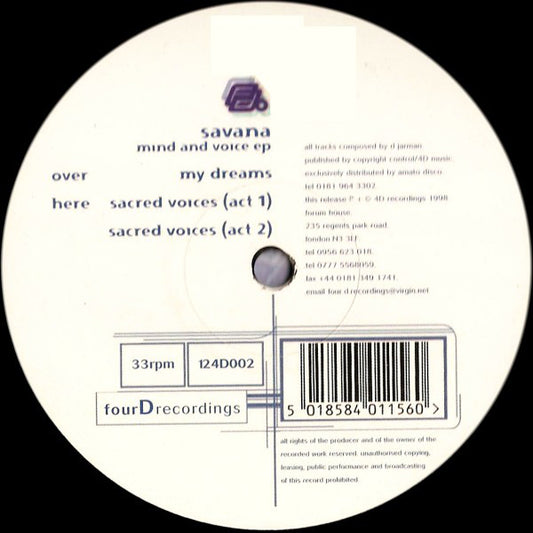 Savana : Mind And Voice EP (12", EP)