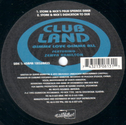 Clubland : Gimme Love, Gimme All (12")