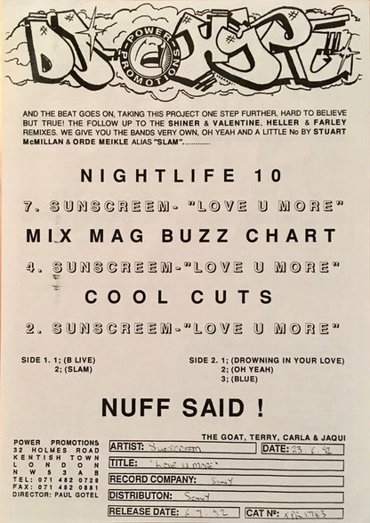 Sunscreem : Love U More (12", Promo)