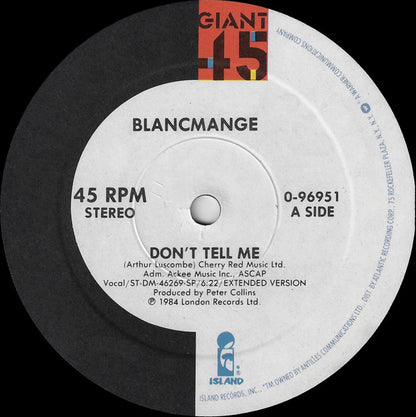 Blancmange : Don't Tell Me (12", Single, SP )