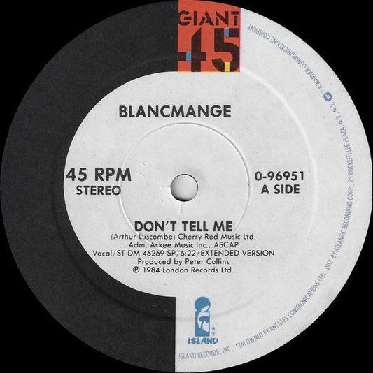 Blancmange : Don't Tell Me (12", Single, SP )