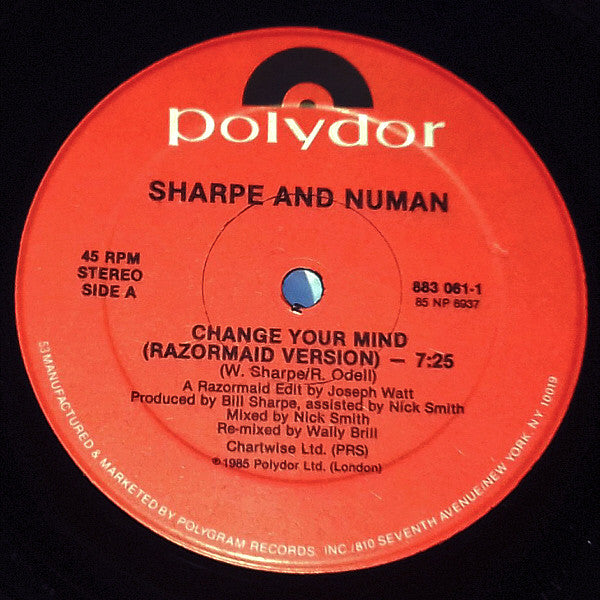 Sharpe And Numan* : Change Your Mind (12", Single)