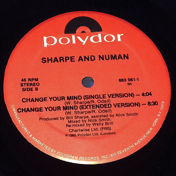 Sharpe And Numan* : Change Your Mind (12", Single)
