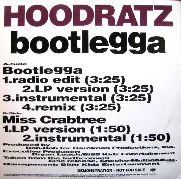 Hoodratz : Bootlegga (12", Promo)