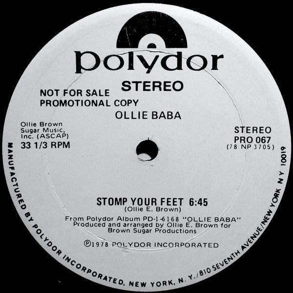 Ollie Baba : Stomp Your Feet (12", Promo)