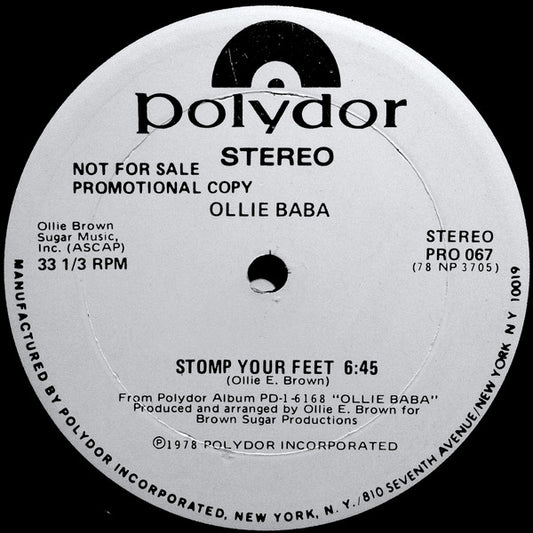 Ollie Baba : Stomp Your Feet (12", Promo)