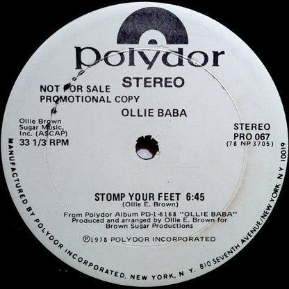 Ollie Baba : Stomp Your Feet (12", Promo)