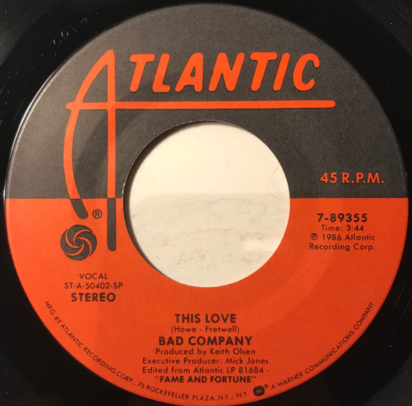Bad Company (3) : This Love (7", Single)