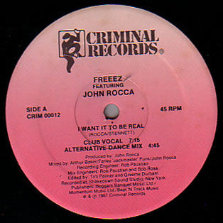 Freeez Featuring John Rocca : I Want It To Be Real (12")