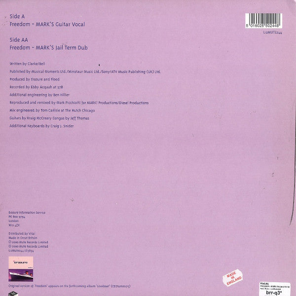 Erasure : Freedom (Mark Picchiotti Mixes) (12", Single, Ltd)