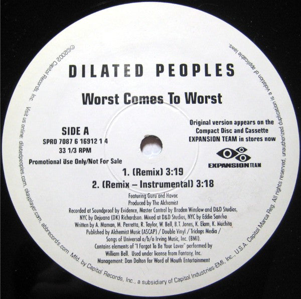Dilated Peoples : Worst Comes To Worst (Remix) / Expansion Team Theme (Remix) (12", Promo)