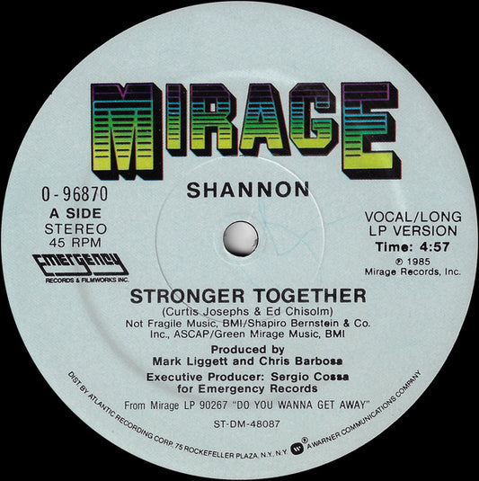 Shannon : Stronger Together (12", Single)